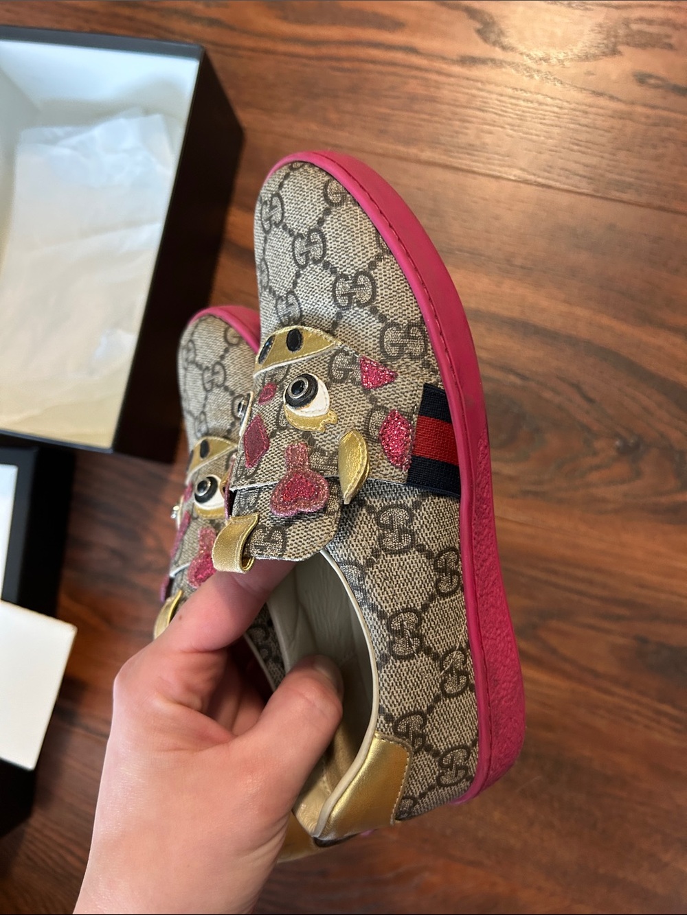 Gucci Kids Giraffe Slip-On Sneakers – Size 32 (US Kids 2–2.5) - Picture 11 of 16
